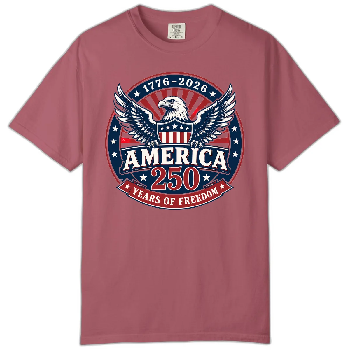America 250 Years Of Freedom Celebration Comfort Color in Crimson